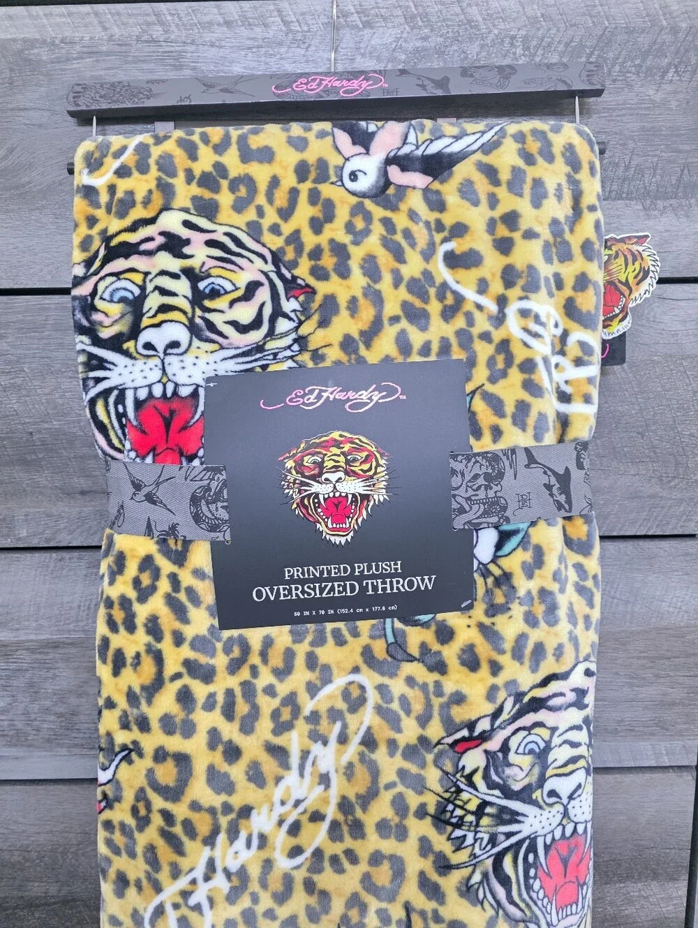 Ed Hardy Tiger Throw Blanket 60in x 70in Brand new